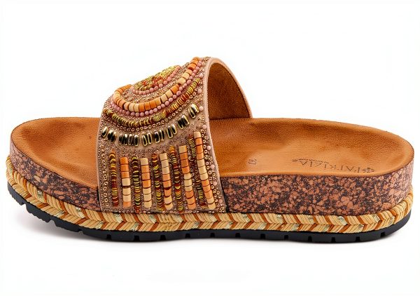 Patrizia Womens Slide Wedges Beaded Cork Sole Sandals-2