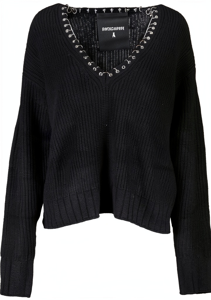 Long sleeve womens top displayed on a hanger showing fabric texture