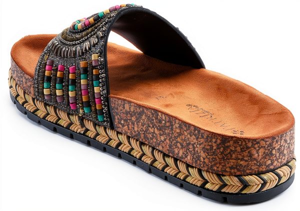 Patrizia Womens Slide Wedges Beaded Cork Wedge Sandals-8