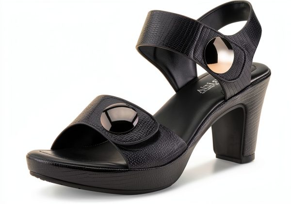 DADE Womens Platform Sandals Black Slip On Comfort-1
