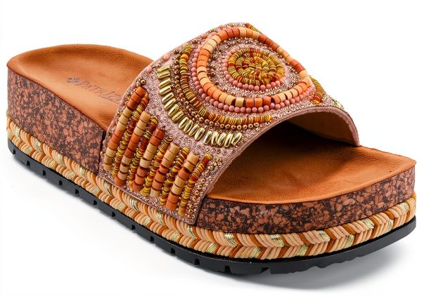 Patrizia Womens Slide Wedges Beaded Cork Sole Sandals-1