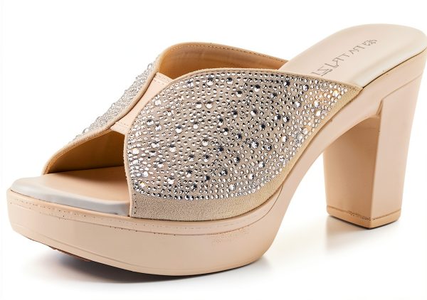 LAVINA Womens Heeled Sandals Crystal Platform Comfort-0