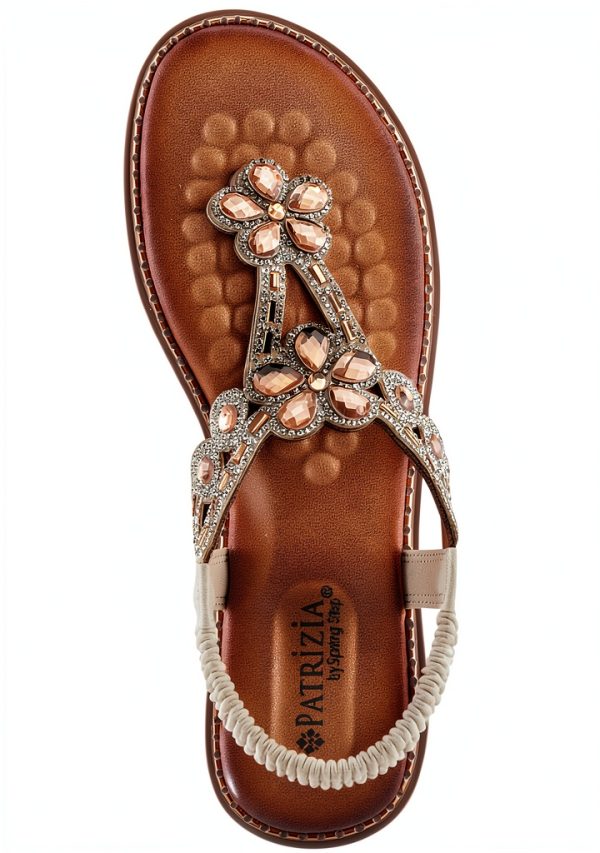 Patrizia Womens Flat Sandals Crystal Flowers Soft Gold-4