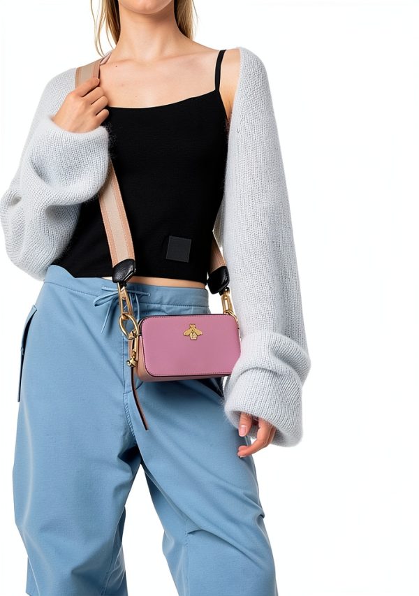 Bee Crossbody Bag Women Pu Leather Two Strap Shoulder Purse-2