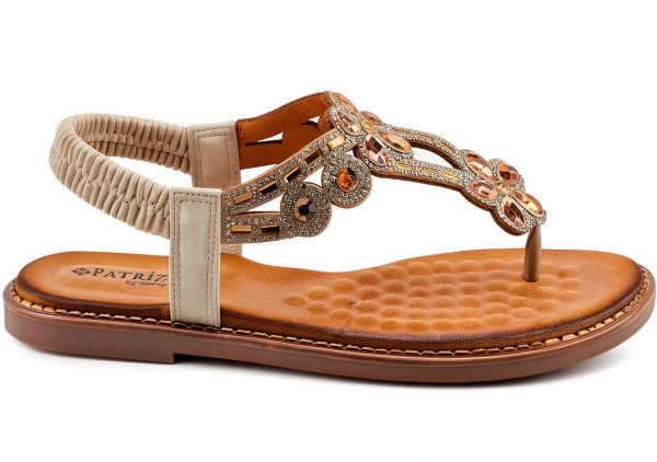 Patrizia Womens Flat Sandals Crystal Flowers Soft Gold-6