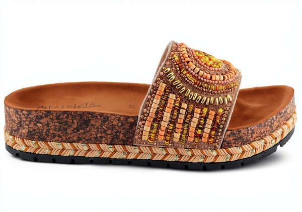 Patrizia Womens Slide Wedges Beaded Cork Sole Sandals-5