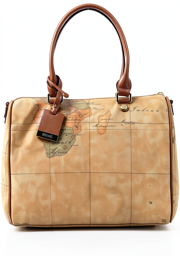 ALVIERO MARTINI Geo handbag showcasing the printed leather-PVC material and zip closure