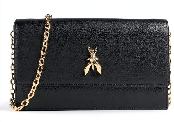 Patrizia Pepe Womens Black Light Gold Clutch Zipper Pocket-0