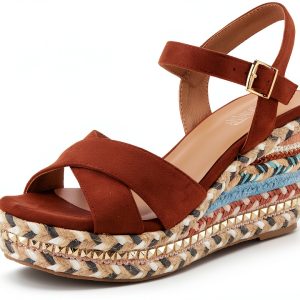 Patrizia SLOANE Wedge Sandals Suede Upper Buckle Closure-0