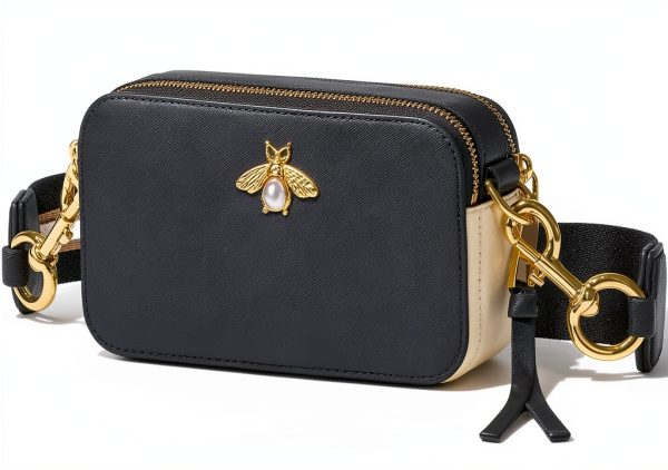 Camera Crossbody Purse Women Color Blocked PU Leather Bee-0