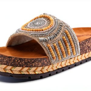 Patrizia Womens Slide Wedges Beaded Cork Sole Sandals-0