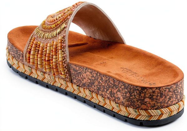 Patrizia Womens Slide Wedges Beaded Cork Sole Sandals-8