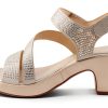 YADIEL Womens Heeled Sandals Crystal Strap Low Block Heel-2
