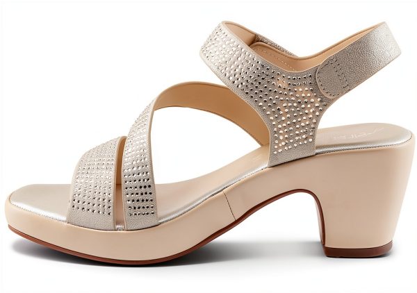 YADIEL Womens Heeled Sandals Crystal Strap Low Block Heel-2