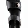 DADE Womens Platform Sandals Black Slip On Comfort-4