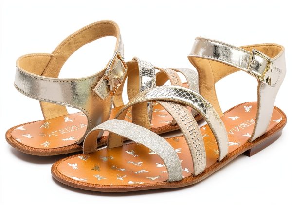 PATRIZIA PEPE Girls Gold Leather Shoes Size 12 Little Kid-6