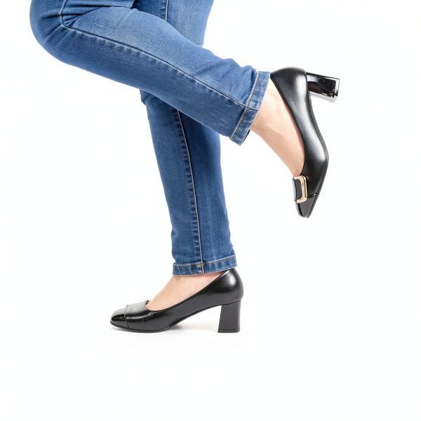 Ann Creek Womens Pumps Chunky Heel Square Toe Faux Leather-1
