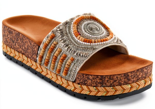 Patrizia Womens Slide Wedges Beaded Cork Sole Sandals-2