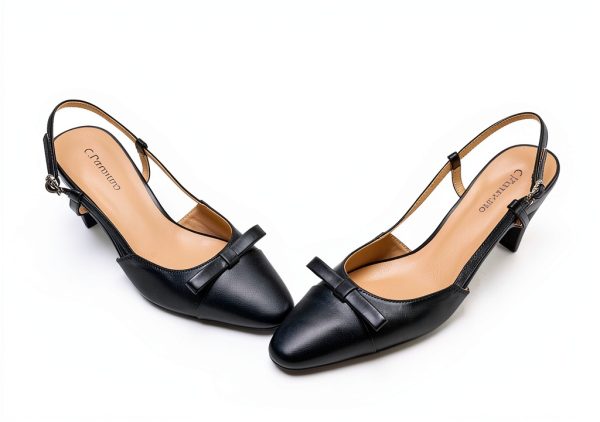 Pavo Womens Slingback Pumps Chunky Heel Nappa Lambskin-5