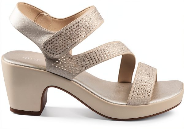 YADIEL Womens Heeled Sandals Crystal Strap Low Block Heel-5