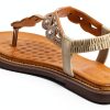 Patrizia Womens Flat Sandals Crystal Flowers Soft Gold-8