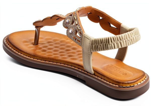 Patrizia Womens Flat Sandals Crystal Flowers Soft Gold-8