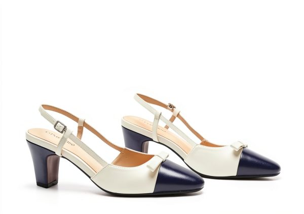 Pavo Womens Slingback Pumps Chunky Heel Nappa Lambskin-2