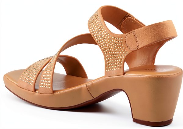 YADIEL Womens Heeled Sandals Crystal Strap Low Block Heel-7