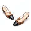 Pavo Womens Slingback Pumps Chunky Heel Nappa Lambskin-4