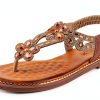 Patrizia Womens Flat Sandals Crystal Flowers Soft Gold-1