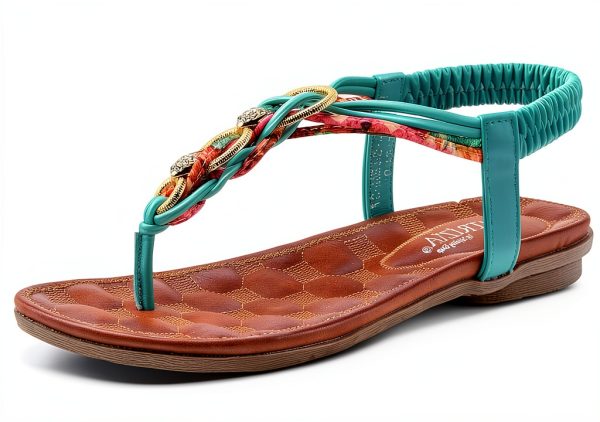 Patrizia Womens Rhinestone Sandals T Strap Floral Design-0