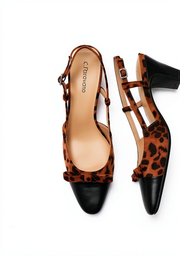 Pavo Womens Slingback Pumps Chunky Heel Nappa Lambskin-3