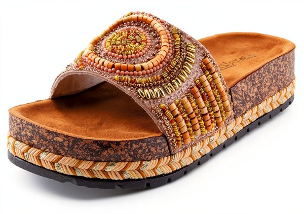 Patrizia Womens Slide Wedges Beaded Cork Sole Sandals-0