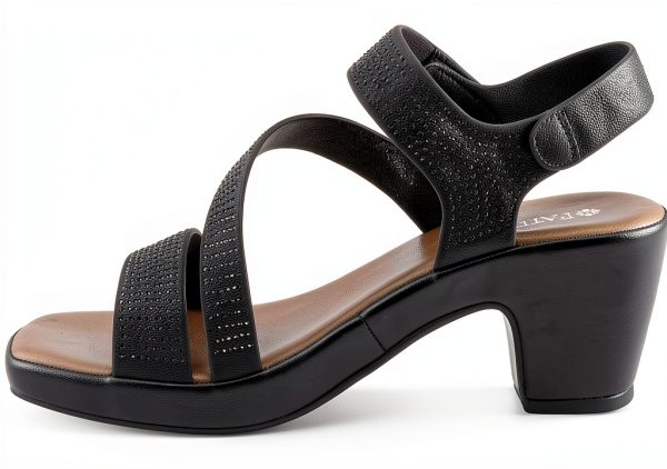 YADIEL Womens Heeled Sandals Crystal Strap Low Block Heel-2