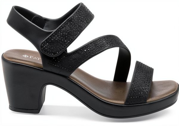 YADIEL Womens Heeled Sandals Crystal Strap Low Block Heel-5