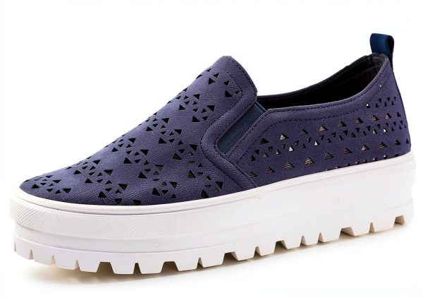 Patrizia Womens Loafers Microsuede Slip On Navy Black Tan-0