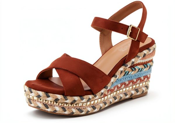 Patrizia SLOANE Wedge Sandals Suede Upper Buckle Closure-1