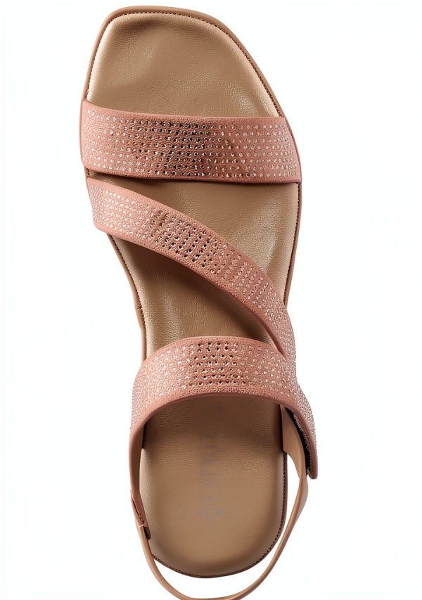 YADIEL Womens Heeled Sandals Crystal Strap Low Block Heel-3