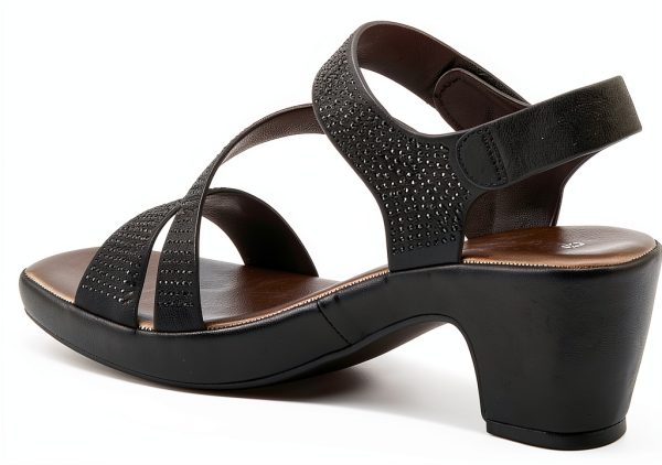YADIEL Womens Heeled Sandals Crystal Strap Low Block Heel-7