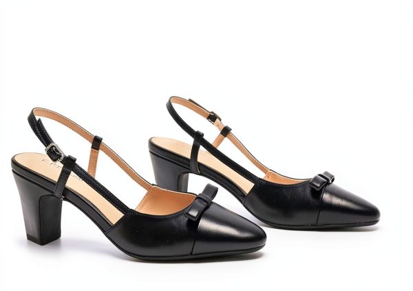 Pavo Womens Slingback Pumps Chunky Heel Nappa Lambskin-3