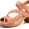YADIEL Womens Heeled Sandals Crystal Strap Low Block Heel-0