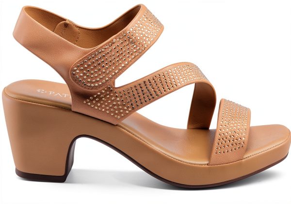 YADIEL Womens Heeled Sandals Crystal Strap Low Block Heel-5