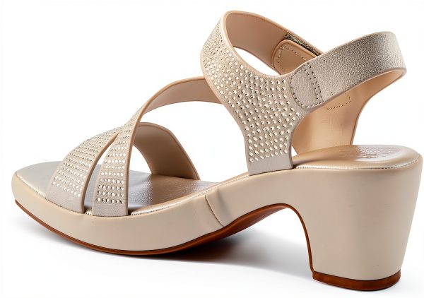 YADIEL Womens Heeled Sandals Crystal Strap Low Block Heel-7