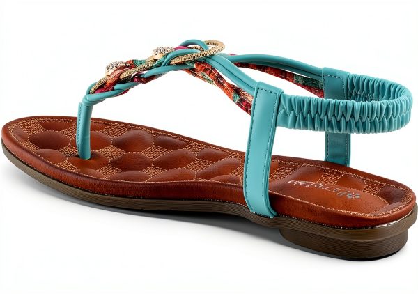 Patrizia Womens Rhinestone Sandals T Strap Floral Design-7