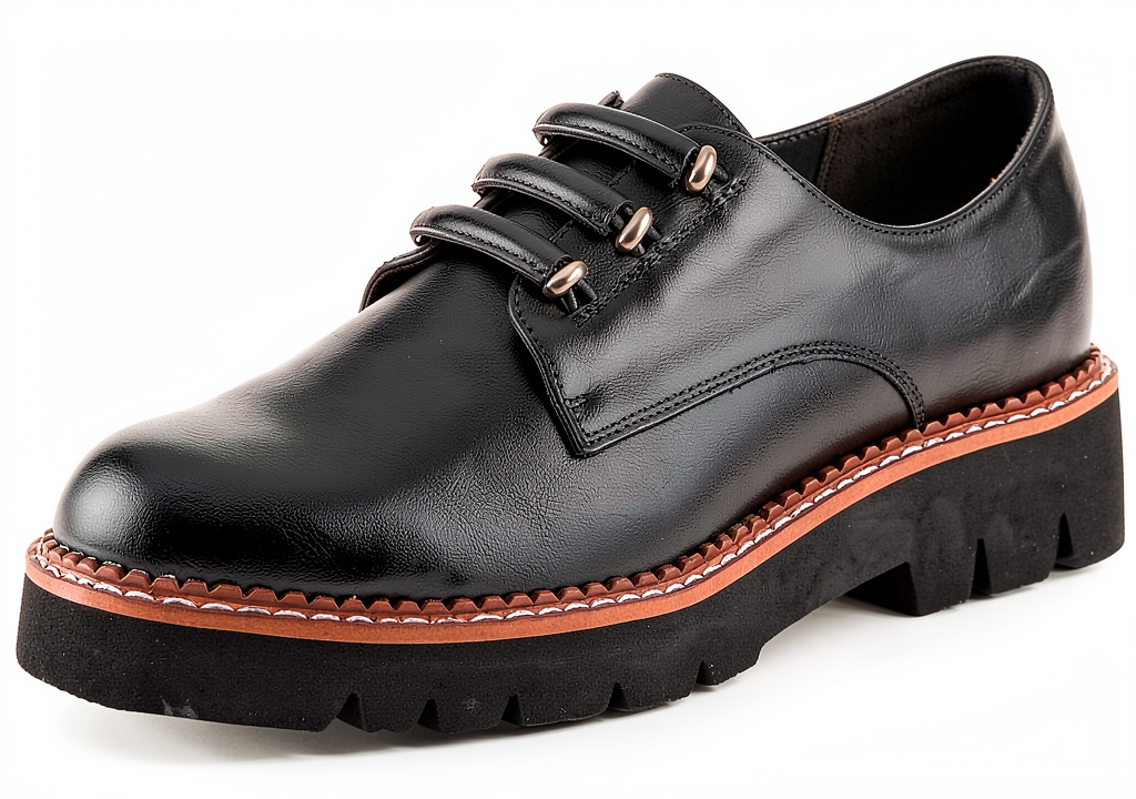 'Patrizia womens Oxfords in black and camel colors on a neutral background'