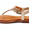 Patrizia Womens Flat Sandals Crystal Flowers Soft Gold-3