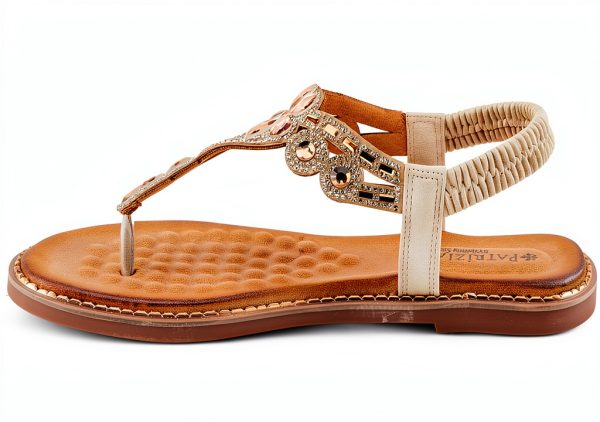 Patrizia Womens Flat Sandals Crystal Flowers Soft Gold-3