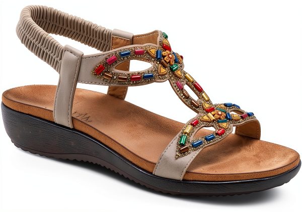 Patrizia Womens Platform Sandals Beaded Stretchy Strap-1