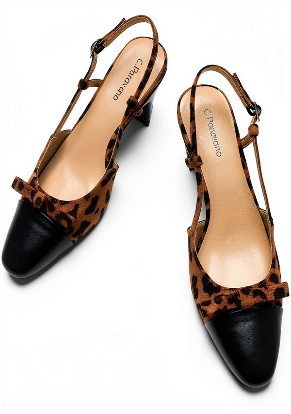 Pavo Womens Slingback Pumps Chunky Heel Nappa Lambskin-0