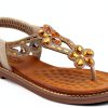 Patrizia Womens Flat Sandals Crystal Flowers Soft Gold-2